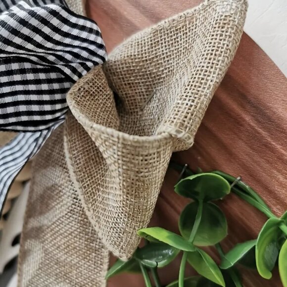 Hello Rustic Farmhouse Welcome Sign Buffalo Check Bow Wood Tassel Beads 11.8" - Picture 3 of 7